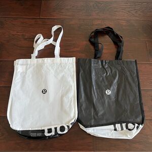 Lululemon Athletica Medium Reusable Shopping Bag x2 (Black & White)